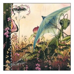 Shanna Trumbly Annabelle’s Blue Umbrella Matted Print Signed Grasshopper Art